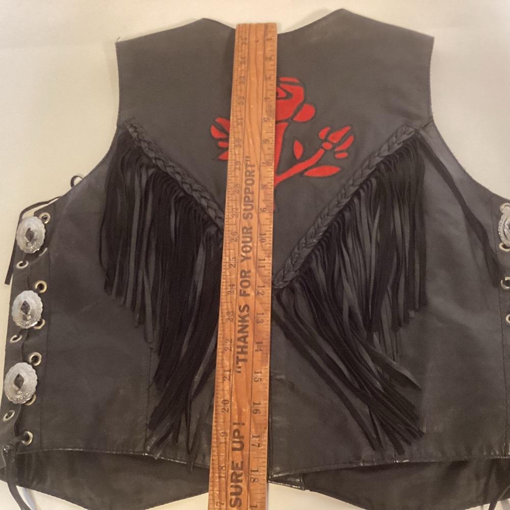 Vintage UNIK Leather Fringed Western Vest Women’s Size Large - Picture 15 of 16